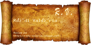 Rádi Valéria névjegykártya